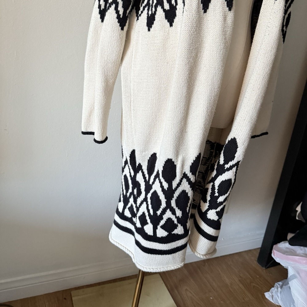 J Crew Point Su Women's Longline Cardigan Southwest Cotton XS Jacquard Knit Open - Picture 3 of 14